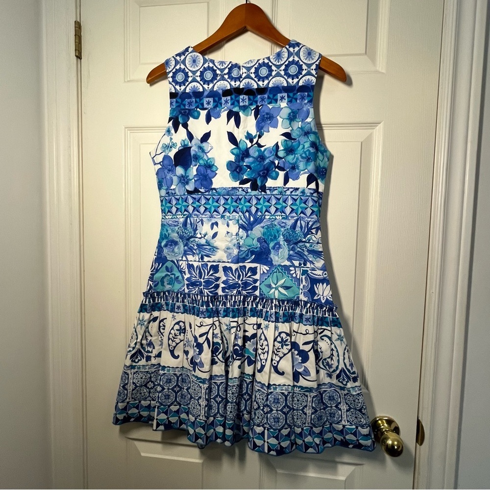 Desigual Floral Blue and White Mini Dress Size 38 or Small - Picture 2 of 13